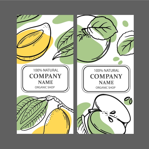 Vektor mango-apfel-etiketten