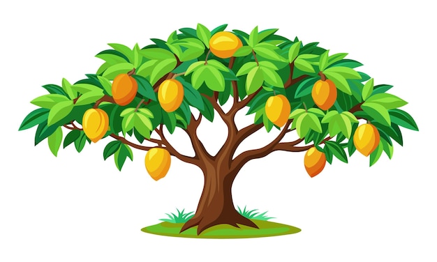 Vektor mango-baum isolierte flache vektor-illustration auf weißem hintergrund