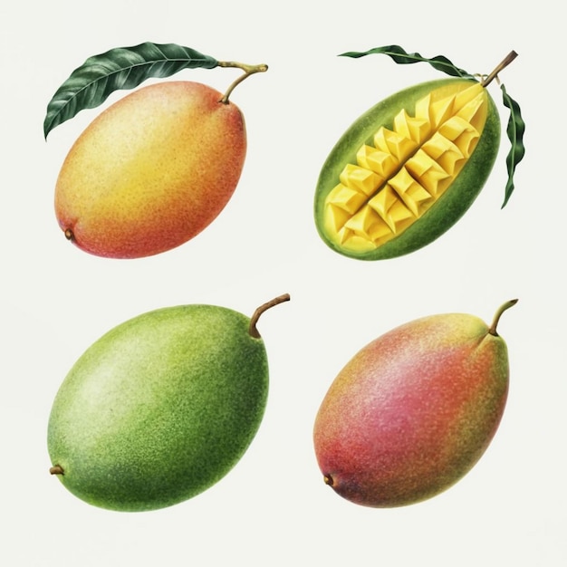 Vektor mango-illustrationssatz unterschiedlicher art