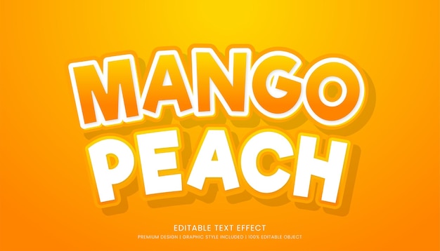 Mango Pfirsich redigierbare 3D-Text-Effekt-Vorlage Fette Typografie und abstrakter Stil Getränke-Logo