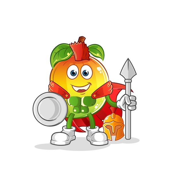 Mango spartanischer charakter. cartoon-maskottchen-vektor