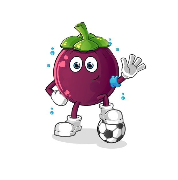 Mangostan spielt fußballillustration. zeichenvektor