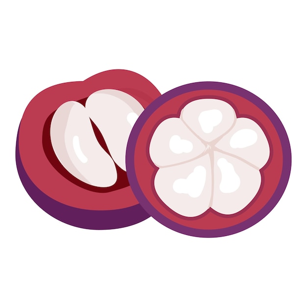 Mangostan-Symbol Cartoon-Vektor Garcinia-Frucht Sommeressen