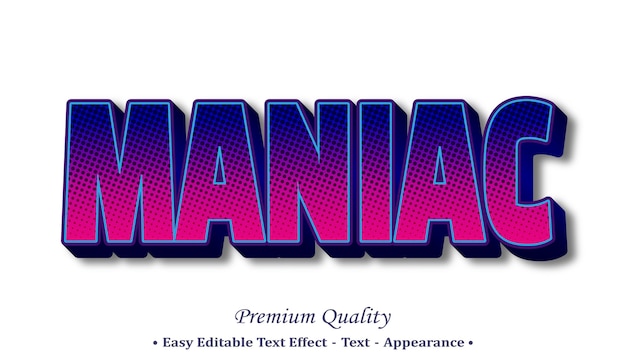 Maniac 3d bearbeitbarer textstileffekt