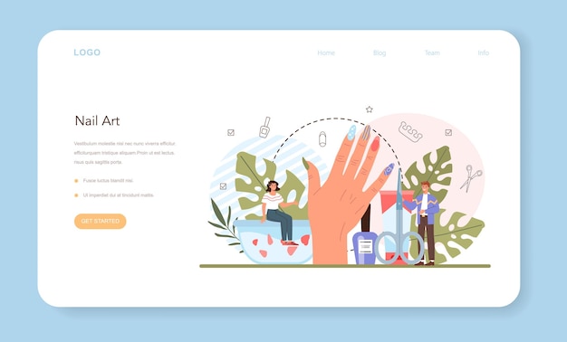 Maniküre-service-web-banner oder landing-page-beauty-salon-mitarbeiter