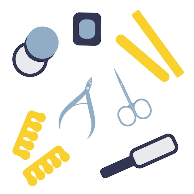 Vektor maniküre- und pediküre-set profi- und heiminstrumente für die nagelpflege