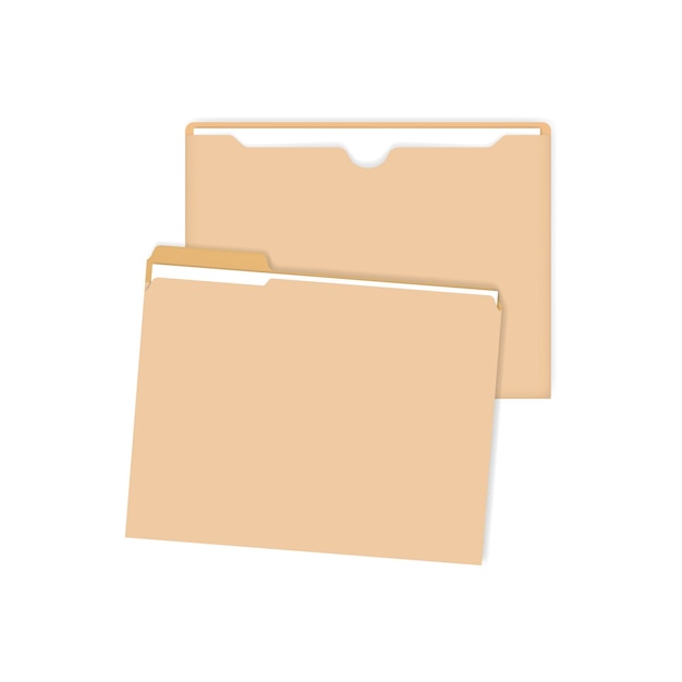 Manila-Dateihüllen im Briefformat mit Papierblättern innerhalb der Vektorvorlage