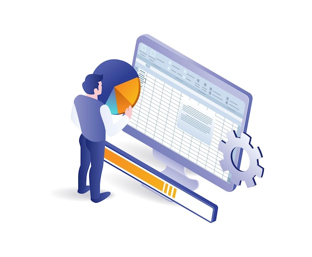 Mann analysiert Geschäftsdaten mit Excel-Anwendung
