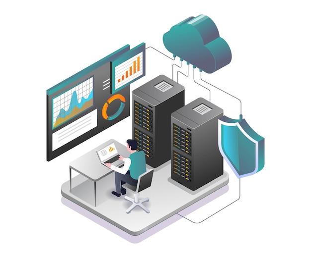 Mann analysiert serverdatensicherheit