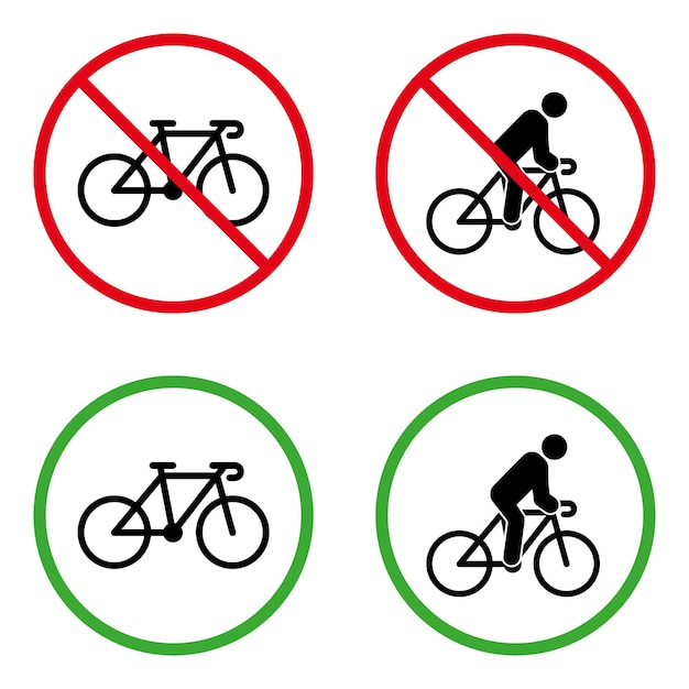 Mann auf dem fahrrad verbotenes piktogramm erlaubt radfahrer grüner kreis symbol keine erlaubte fahrradschild-verbotszone