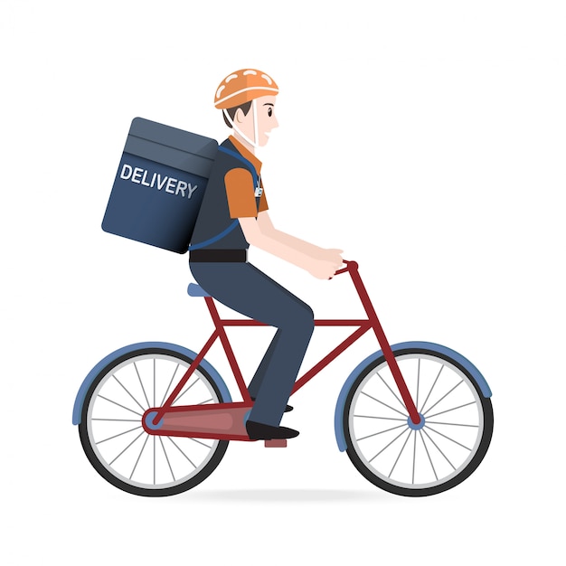 Mann auf Fahrrad für Kurier fahren