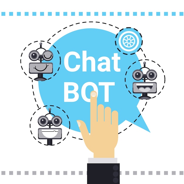 Mann benutze kostenlosen Chat Bot