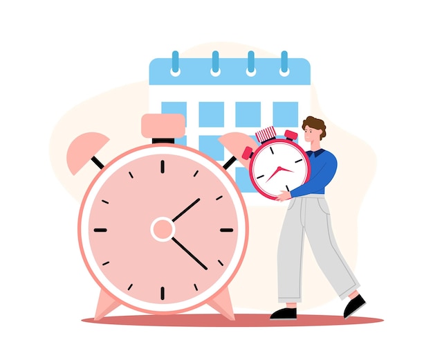 Mann, der die Uhr hält, die Arbeitszeit verwaltet, Arbeitsplanung und -analyse
