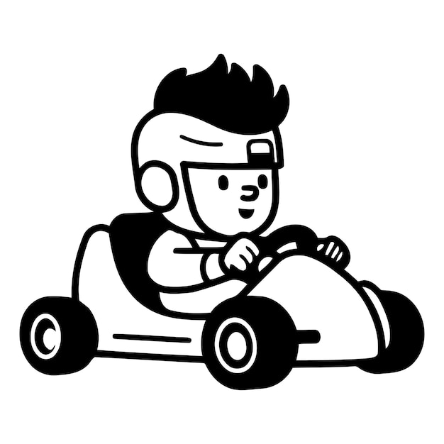 Vektor mann, der ein kart fährt karikatur-vektorillustration isoliert auf weißem hintergrund