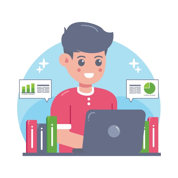 Mann, der mit Laptop arbeitet