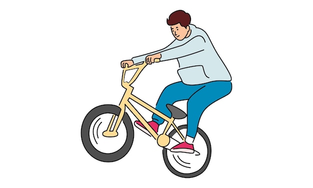 Mann Fahrradfahren isoliert auf Weiß