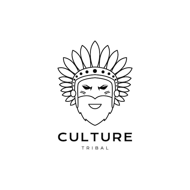 Mann gesicht apache cultuture tribe logo-design