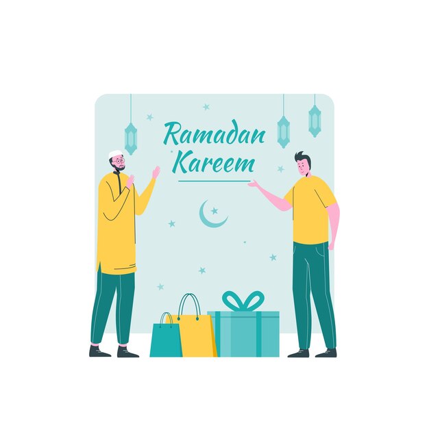 Mann gibt anderen Mann Ramadan-Geschenk