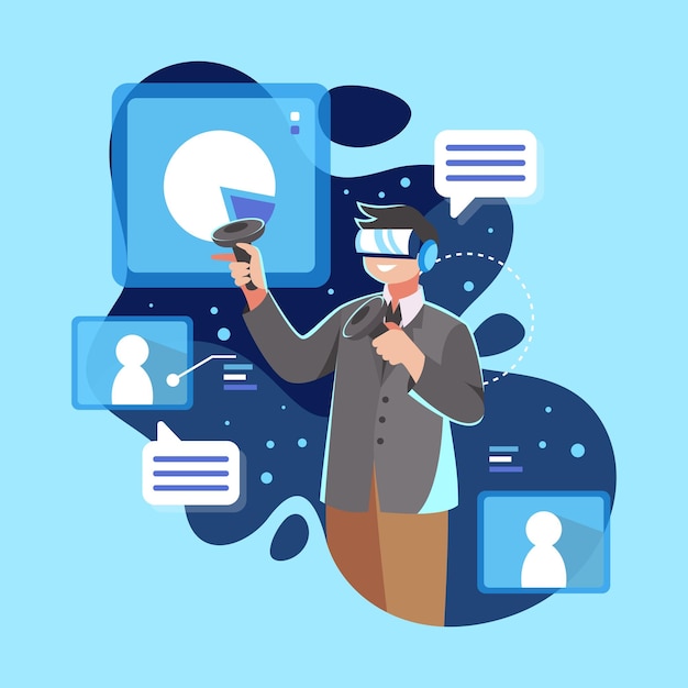Mann in Metaverse-Technologie mit virtueller Realität