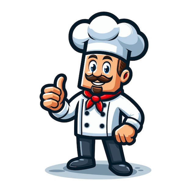Mann Koch Charakter Vektor Illustration geeignet für Restaurant Café Essen Essen Shop Handel Koch Maskottchen
