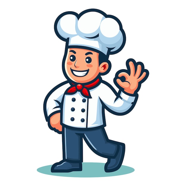 Mann Koch Charakter Vektor Illustration geeignet für Restaurant Café Essen Essen Shop Handel Koch Maskottchen