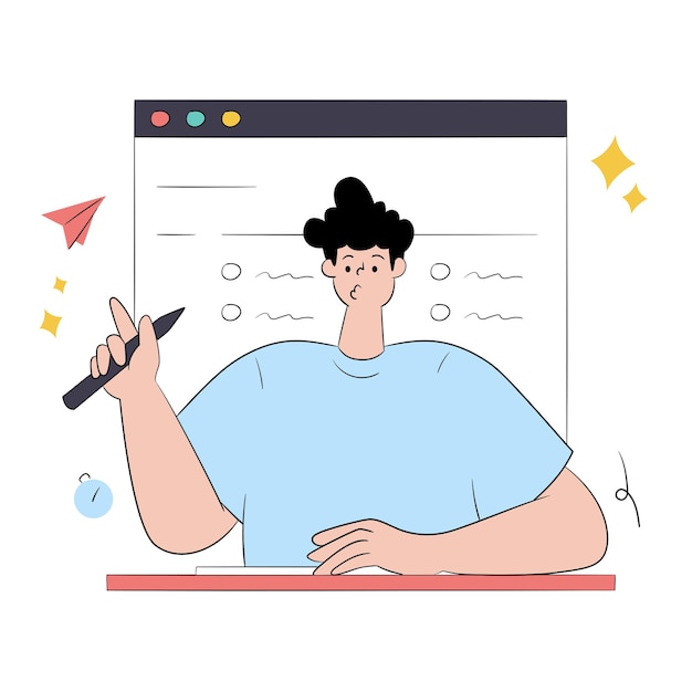 Mann macht einen Online-Test