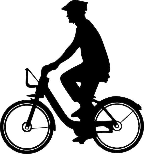 Vektor mann mit fahrrad logo schwarz design handgefertigte silhouette