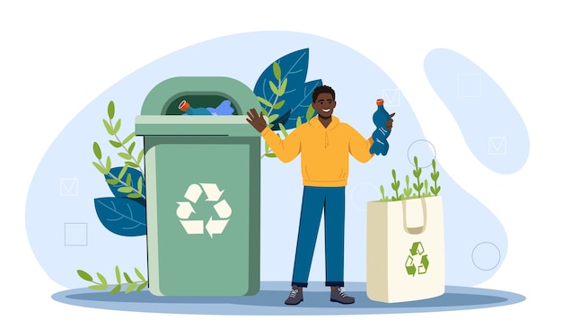 Mann mit Recyclingvektorkonzept