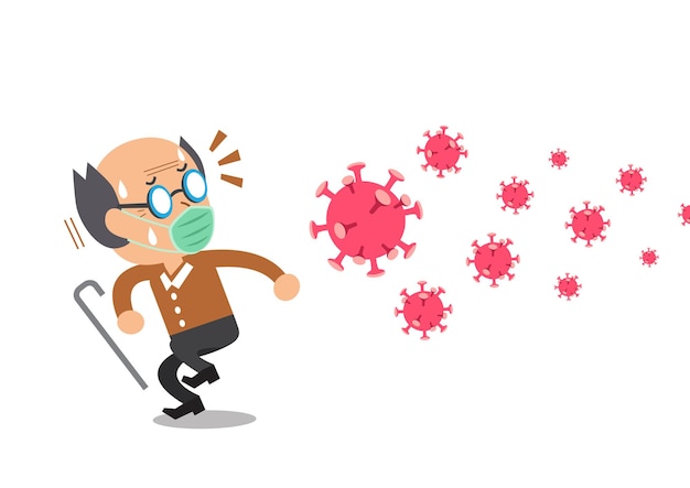 Mann mit schützender Gesichtsmaske besorgt über das Virus