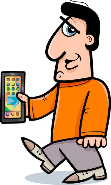 Mann mit smartphone cartoon