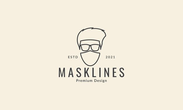 Mann mit sonnenbrille und maske linie logo symbol symbol vektorgrafik design illustration