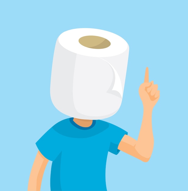Mann mit toilettenpapierkopf