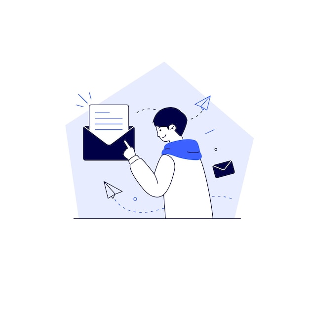Mann sendet Nachricht oder E-Mail-Illustrationskonzept
