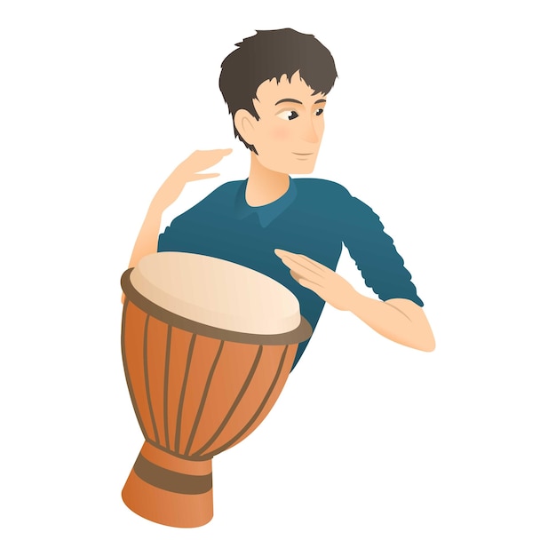 Vektor mann spielt auf der trommel-ikonen flach-illustration von mann spielt auf trommel vektor ikonen für das web