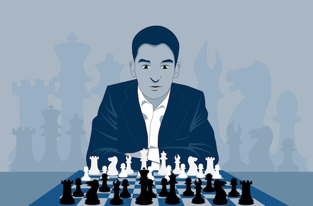Mann spielt schach