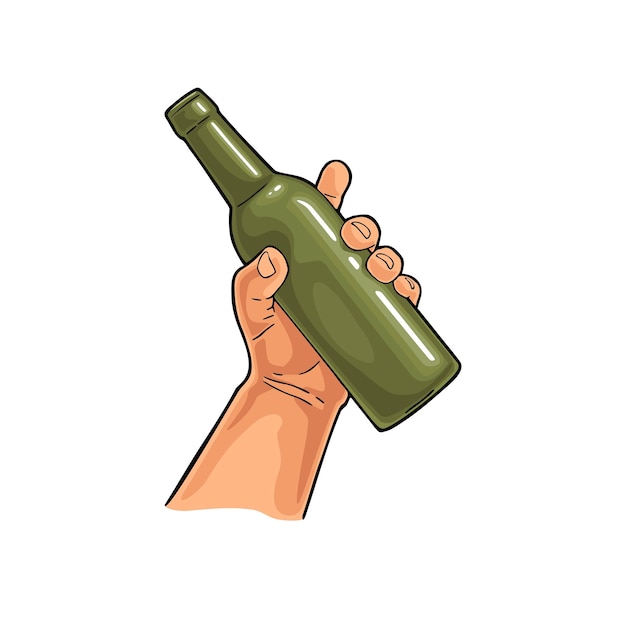 Mann- und Frauenhände, die mit Bierglasflasche klirren