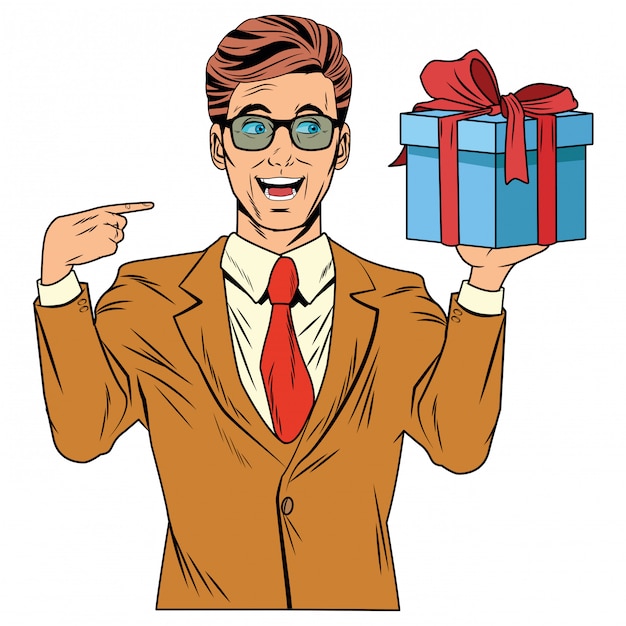 Mannavatar mit Geschenkbox