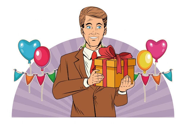 Mannavatara mit Geschenkbox-Pop-Art