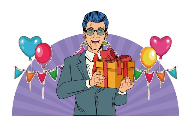 Mannavatara mit Geschenkbox-Pop-Art