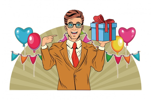 Mannavatara mit Geschenkbox-Pop-Art