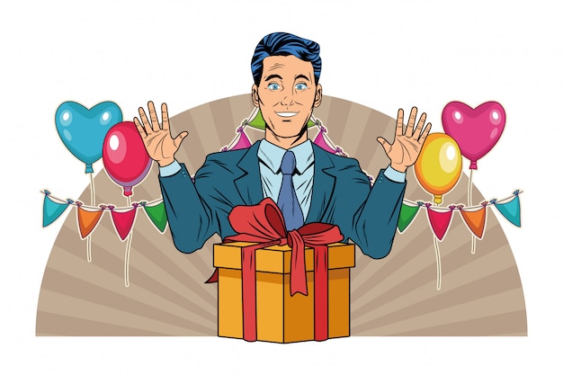 Mannavatara mit Geschenkbox-Pop-Art