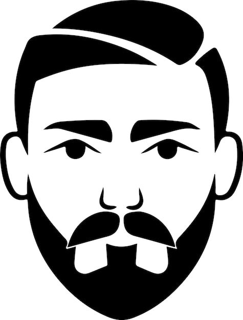 Manngesicht flaches Vektorsymbol Mannkopf einfacher schwarz-weißer Avatar