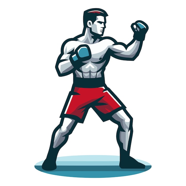 Manns Mischkampfkunst-Athlet Vollkörper-Vektor-Illustration MMA-Sportkämpfer Oktagon-Kampf