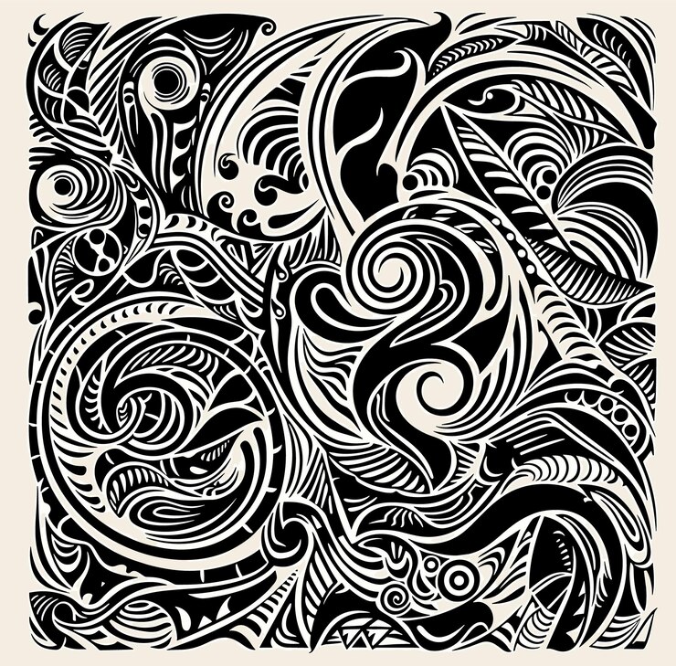 Vektor maori-kunst inspiriert von indianischen tattoo-designs