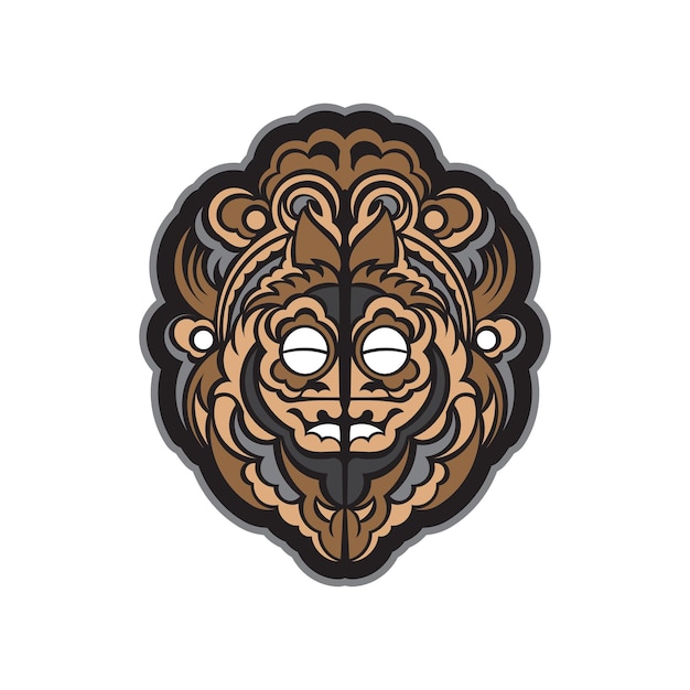 Maori-maskendruck polynesische maske samoa- und hawaii-muster vektorillustration im corporate-stil