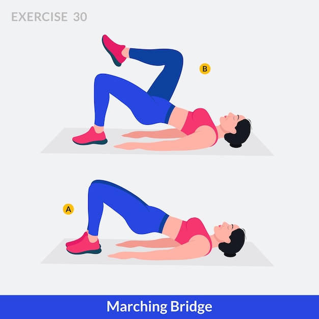 Vektor marching bridge übung frauentraining fitness aerobic und übungen