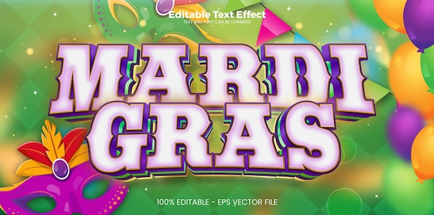 Vektor mardi gras redigierbarer text-effekt im modernen trend-stil