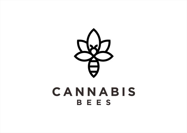 Marihuana-bienen-logo-design-vektor-illustration