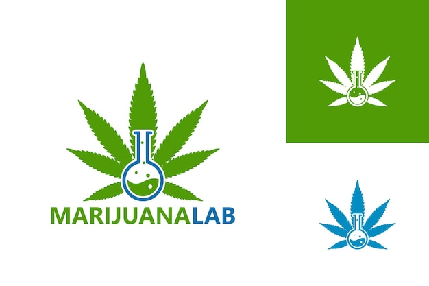 Marihuana lab logo template design vektor, emblem, designkonzept, kreatives symbol, icon