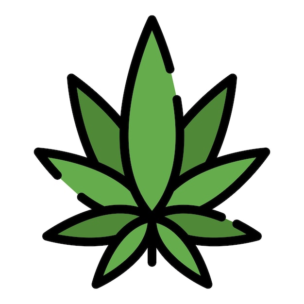 Vektor marihuana-pflanzensucht-symbol umrisse des marihuana-pflanzensucht-vektorsymbols in farbe, flach isoliert